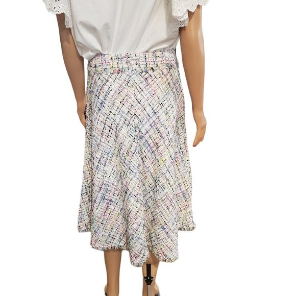 Worthington Sz 4 Pastel Tweed Midi Skirt Size 4 Lined Back Zip Easter Spring - Picture 3 of 11